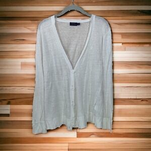 POLO Ralph Lauren Women's Size M 100% Linen White Cardigan Button Up Lightweight
